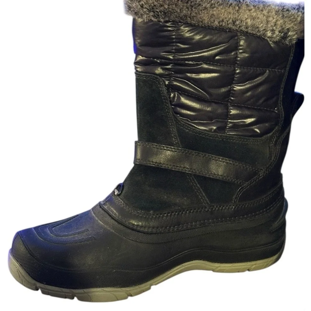North Face Shellista Boots Womens Sz 7.5 Black Primaloft Pull On Faux Fur Trim